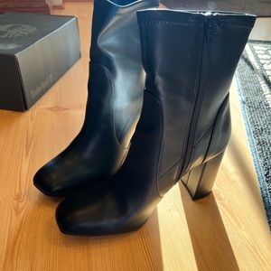 A New Day heeled black leather booties